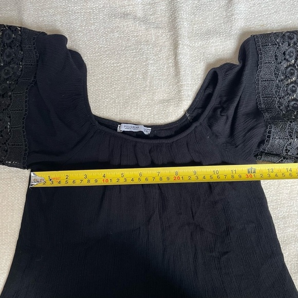 Pull and Bear women’s black blouse size s beautiful lace detail - Picture 12 of 13